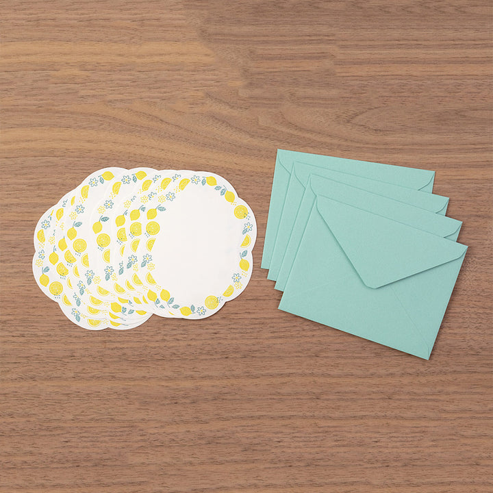 Small Set of 8 Letter Papers and 4 Envelopes - LetterPress - Lemons