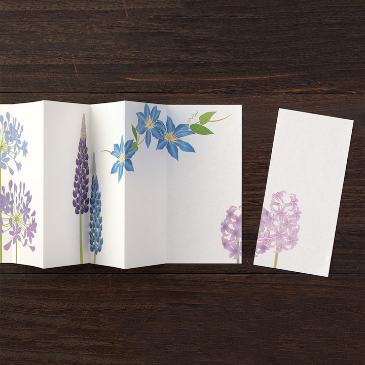 Set de Correspondance - Papiers, Cartes et Enveloppes - Fleurs Bleues