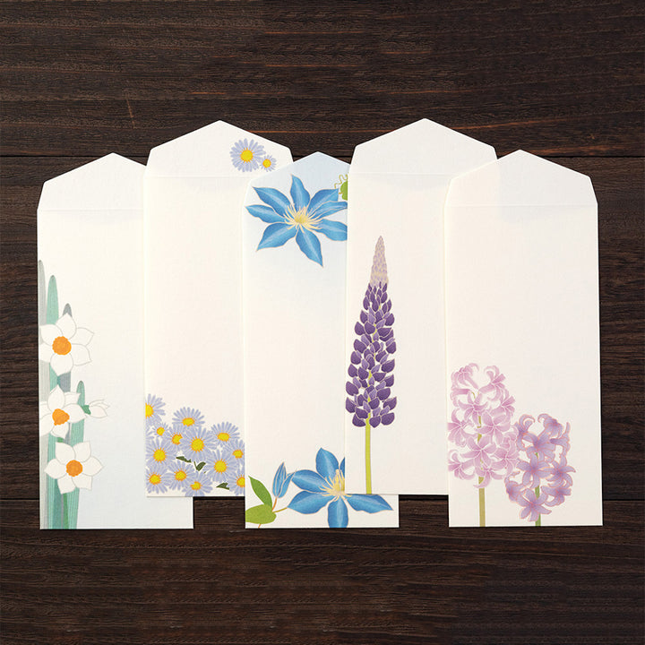 Set de Correspondance - Papiers, Cartes et Enveloppes - Fleurs Bleues