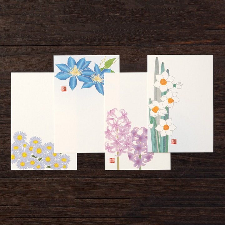 Set de Correspondance - Papiers, Cartes et Enveloppes - Fleurs Bleues