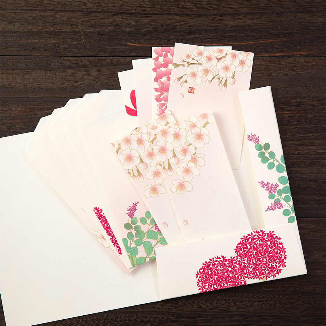 Set de Correspondance - Papiers, Cartes et Enveloppes - Fleurs Roses