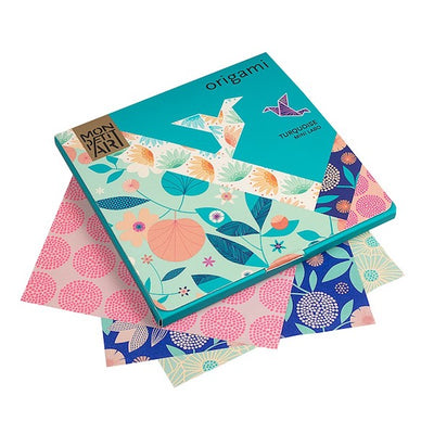 36 papiers origami imprimés - Turquoise - Mini Labo, Mon Petit Art-Papier origami-AdelineKlam