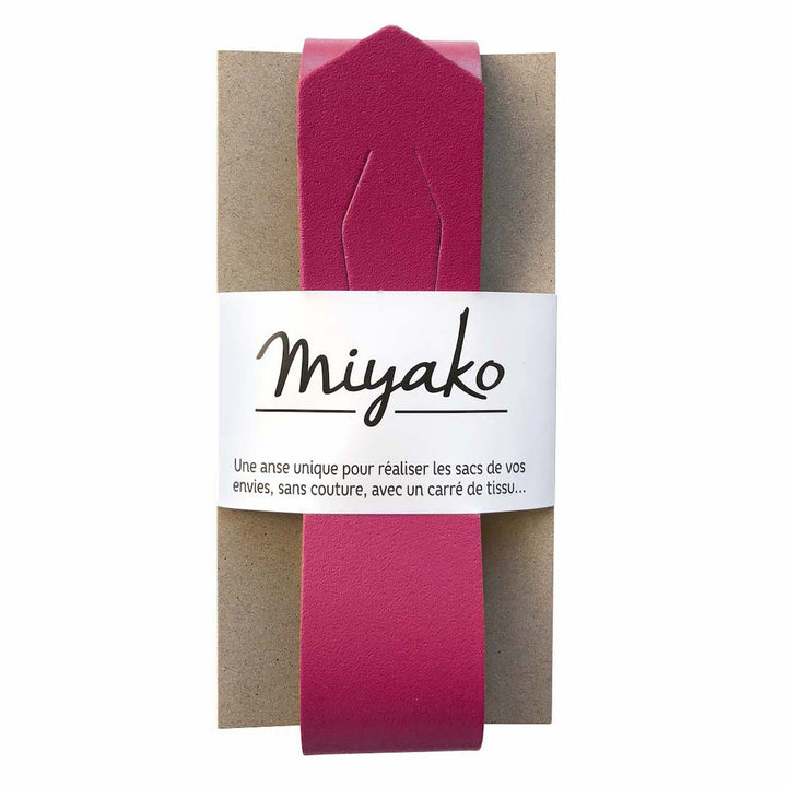 Anse en cuir Miyako pour sac furoshiki - Framboise