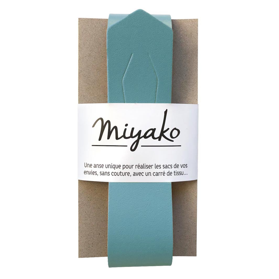 Miyako leather handle for furoshiki bag - Storm