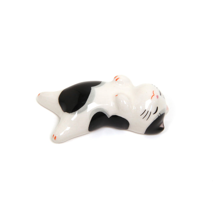 Cat on its Back - Chopstick Holder - Speckled, Black and Light Gray