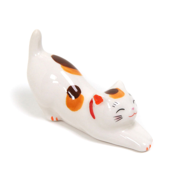 Stretching Cat - Chopstick Holder - Speckled, Brown and Red