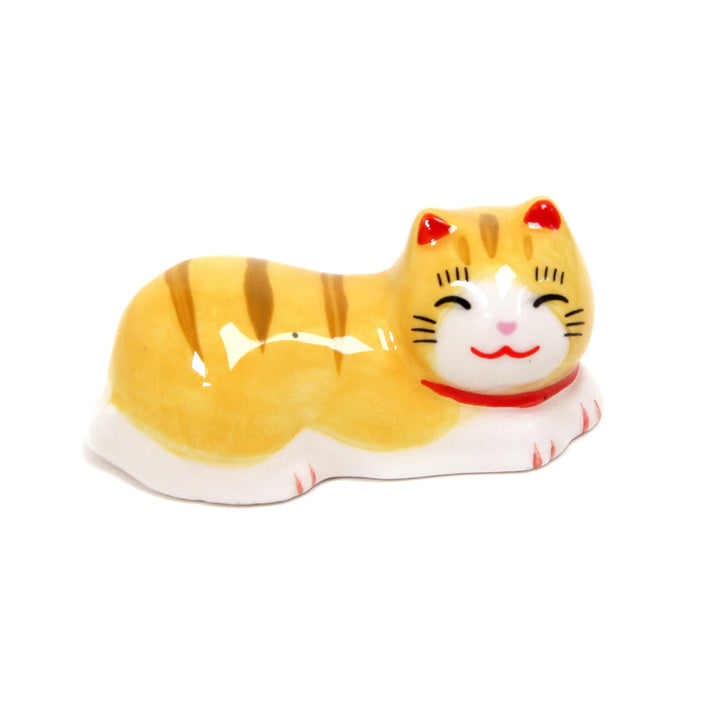 Smiling Cat - Chopstick Holder - Tabby, Light and Dark Yellow