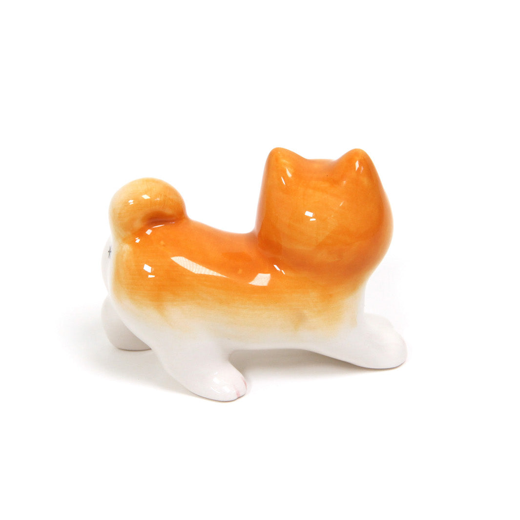 Shiba Inu Debout - Porte-Baguettes en Céramique - Orange