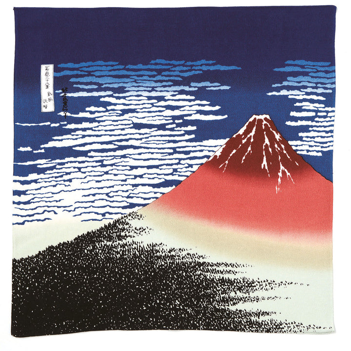 Furoshiki - Le Fuji Rouge - Bleu Marine - Ukiyo-e - 68x68cm