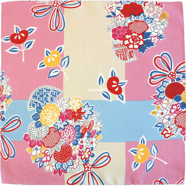 Furoshiki 4 saisons, Rose, Jaune et Bleu- Ulala - 70x70cm