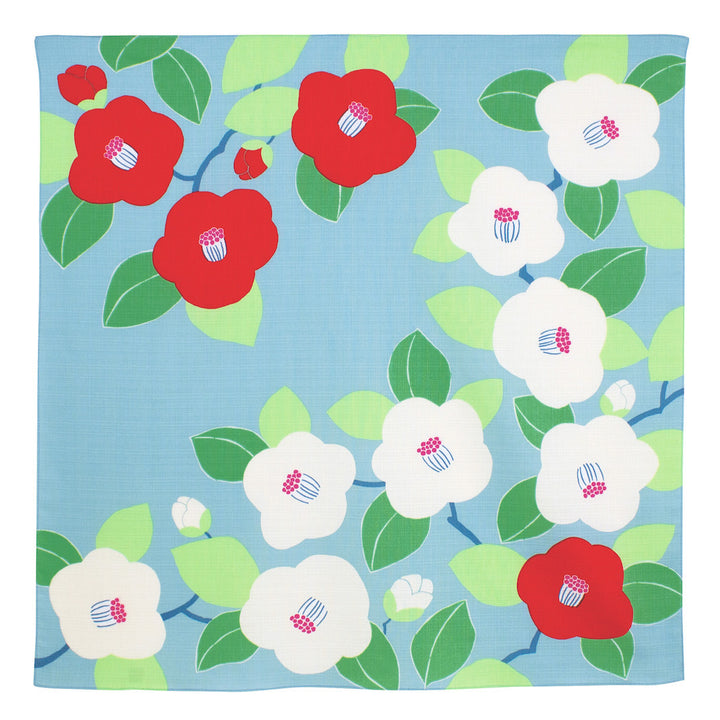 Furoshiki - Camellias - Turquoise - Adeline Klam - 70x70cm