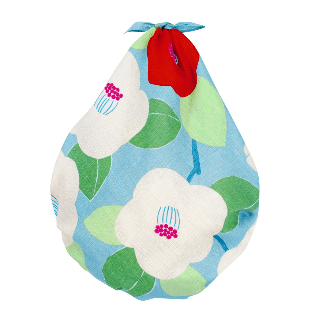 Furoshiki - Camellias - Turquoise - Adeline Klam - 70x70cm