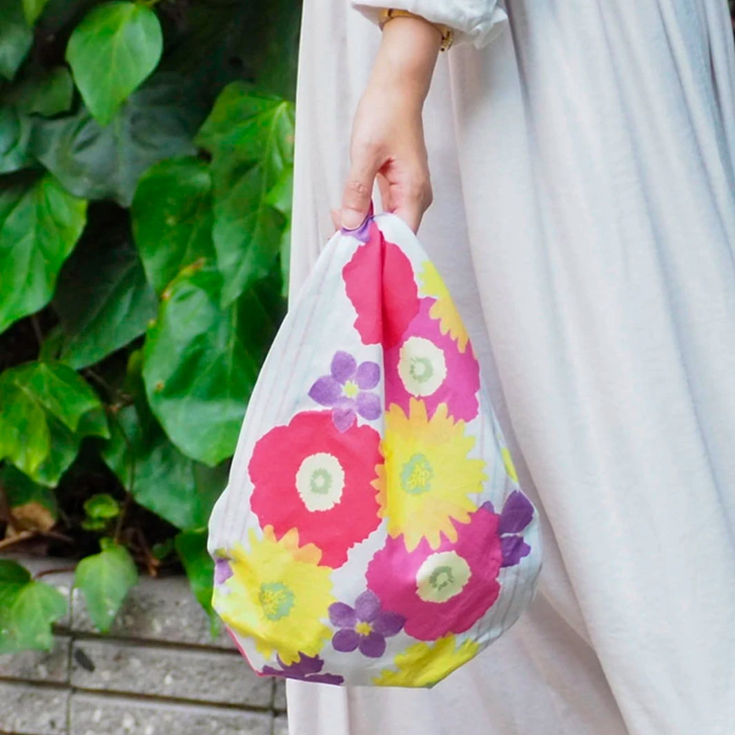 Furoshiki - Large Flowers, Red, Pink, Yellow and Purple - Cohare - 45x45cm