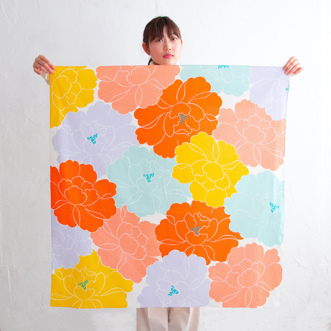 Furoshiki - Pivoines Orange - Adeline Klam - 100x100cm