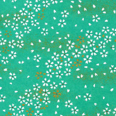 papier japonais aux motifs de fleurs au vent sur fond vert adeline klam de 10cm par 10cm