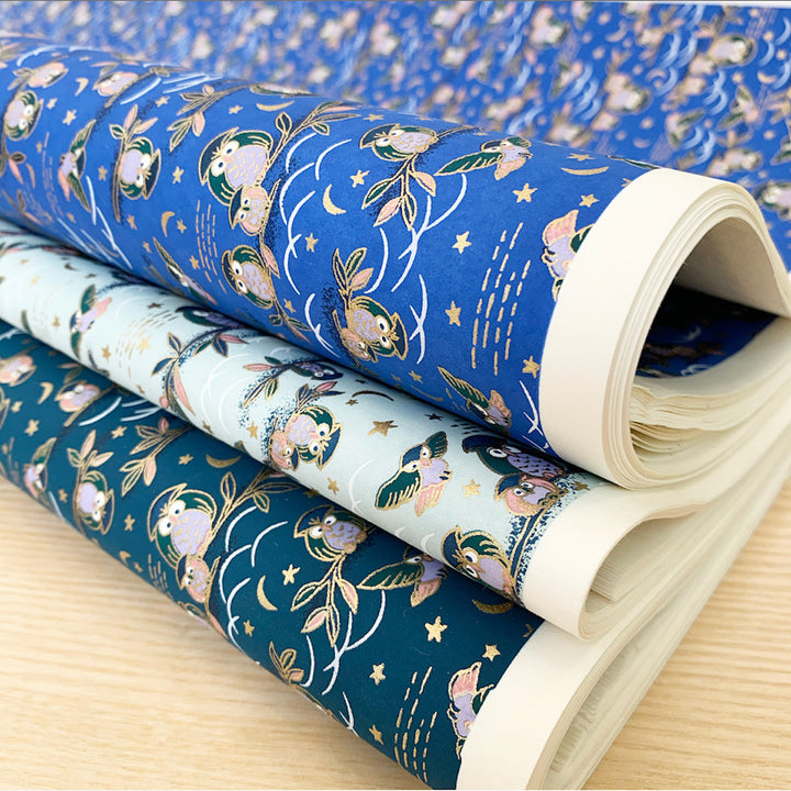 Japanese Paper - Owls - Duck blue - M765 