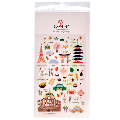 planche de 65 stickers aux motifs inspirés par le Japon et Tokyo