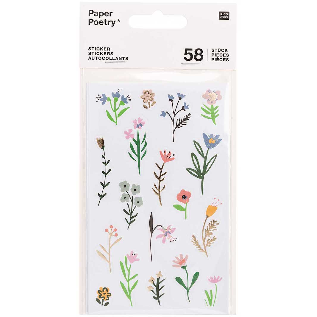 4 Planches de 58 stickers - Fleurs