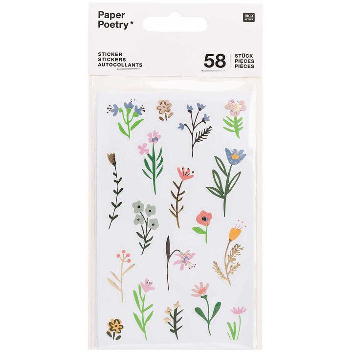 4 Planches de 58 stickers - Fleurs