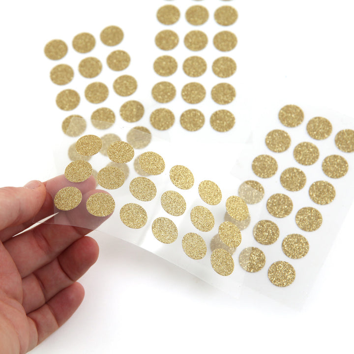 4 Sheets of 72 stickers - Round Glitter - Gold