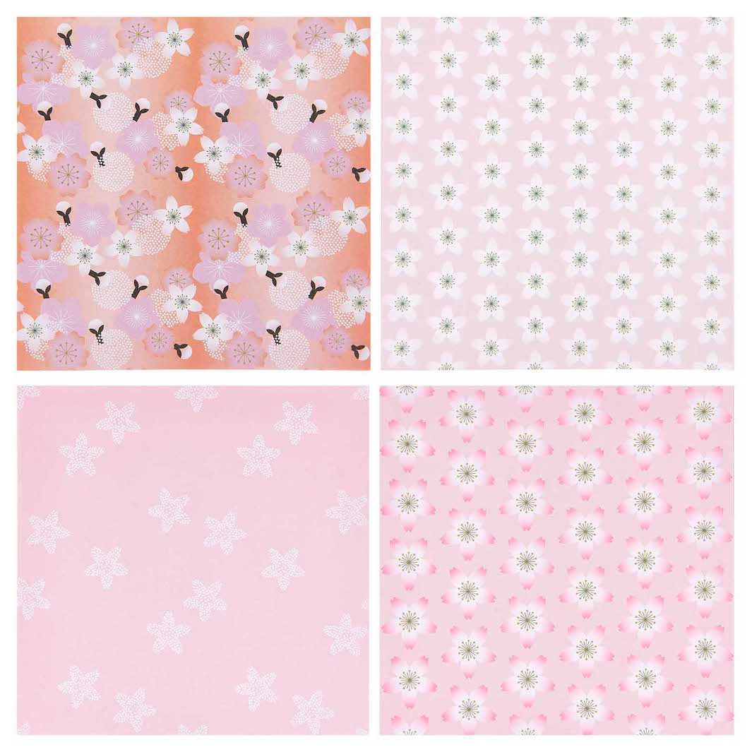 50 Patterned Origami Papers - Cherry Blossom - 10 patterns - 15x15 cm