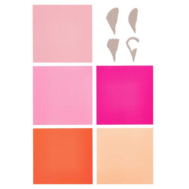 50 Plain Origami Papers and Templates - Pink - 5 colors - 15x15 cm