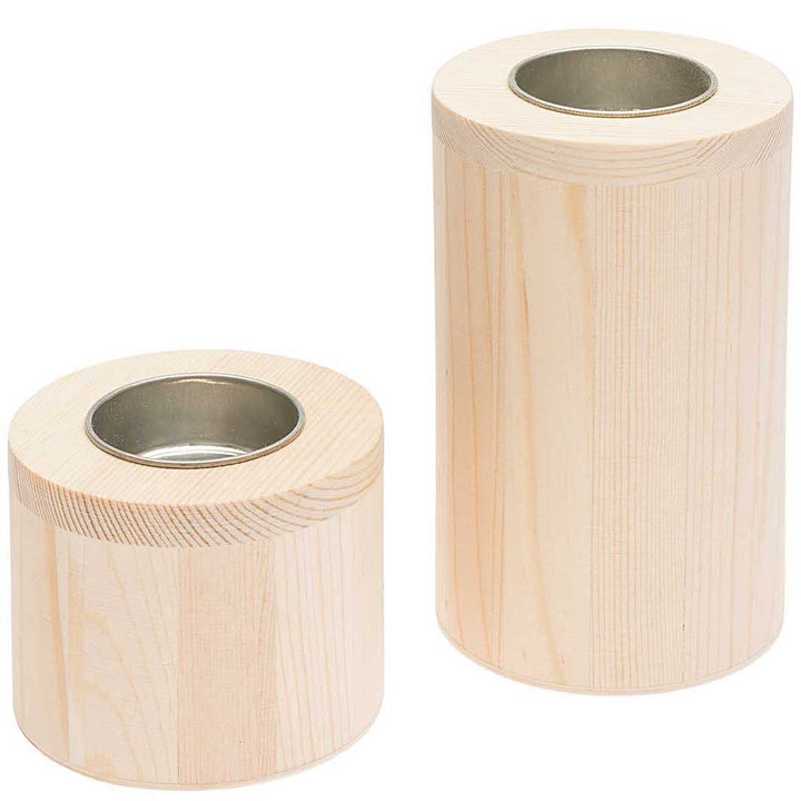 Round Wooden Candle Holder - 2 Sizes to Choose From 