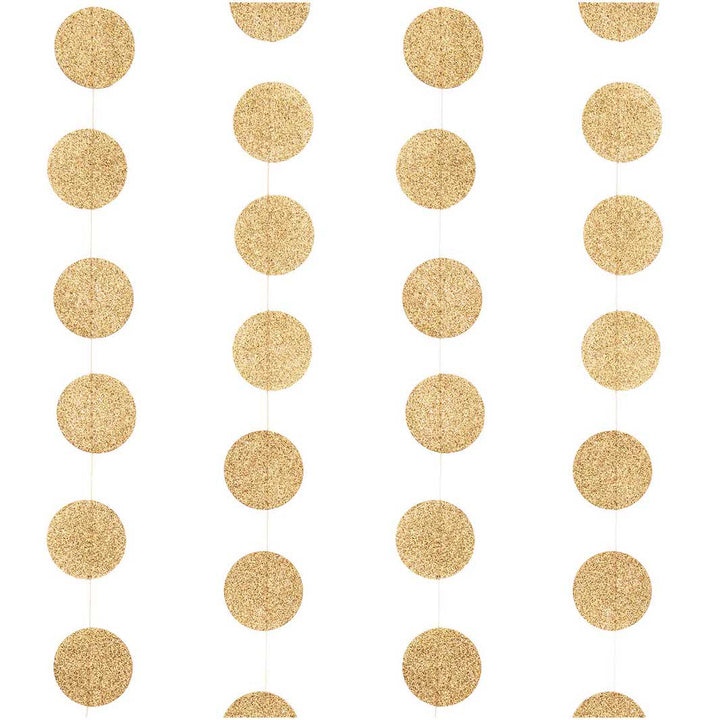 Sewn Paper Garland - Glittery Gold - 38mm