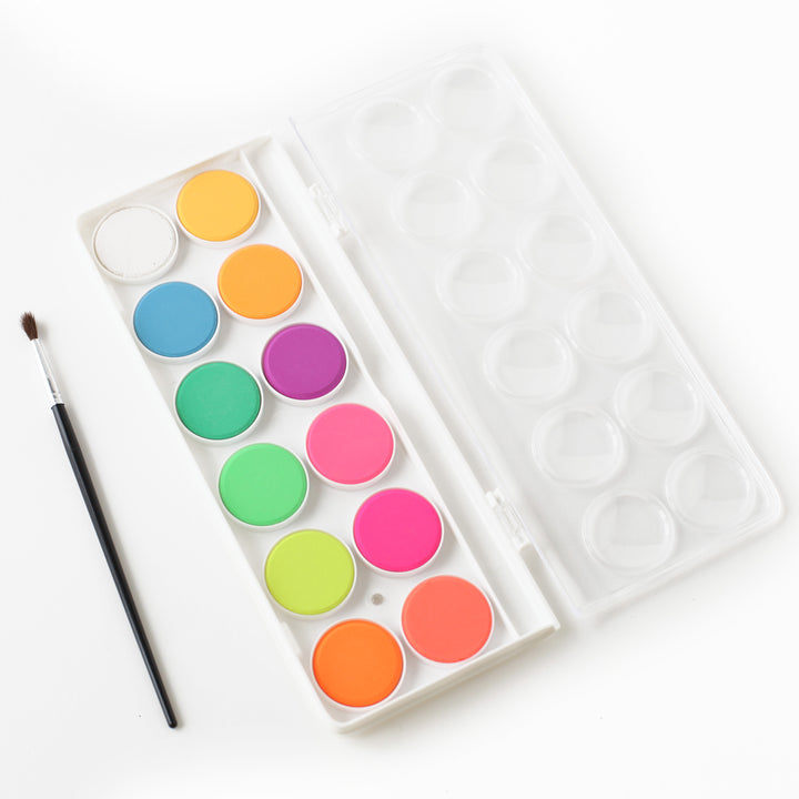 Palette of 12 multicolored water paints - Neon