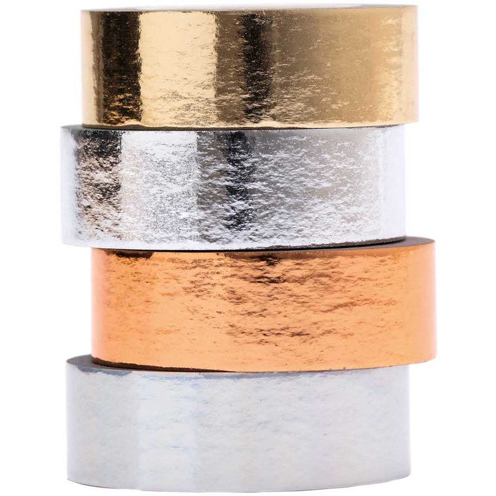 Set of 4 adhesive tapes - Metallic - Silver, Gold, Copper and Holographic