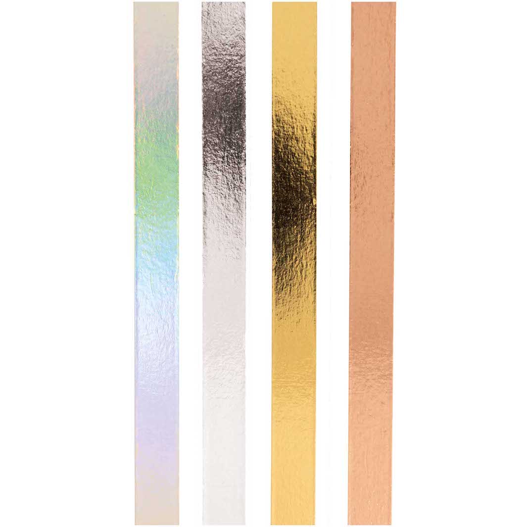 Set of 4 adhesive tapes - Metallic - Silver, Gold, Copper and Holographic