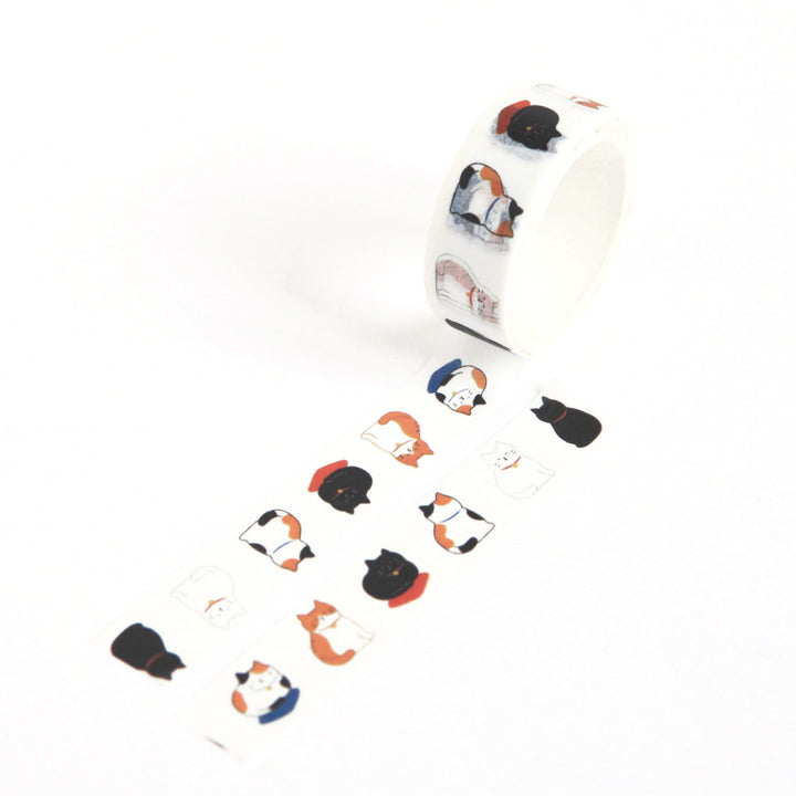 Decorative Adhesive Tape - Sitting Cats - Black, White and Brown