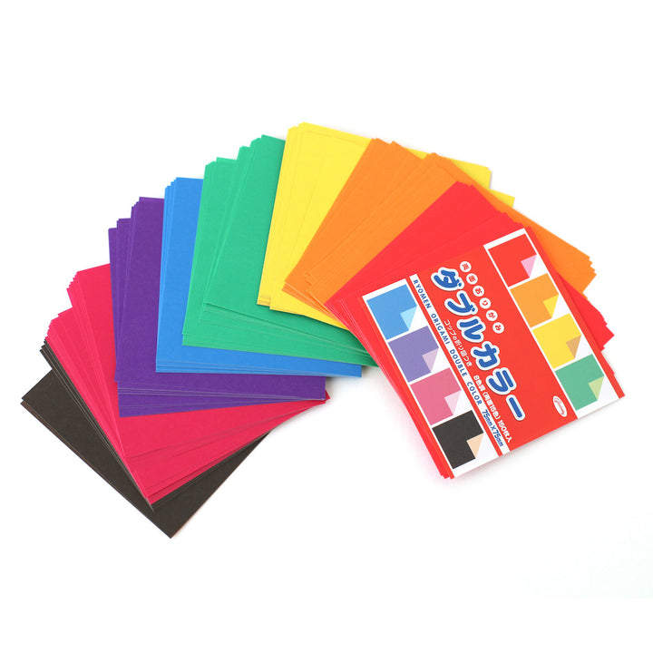 150 Multicolored Origami Papers - Two-tone - 8 colors - 7.5 x 7.5 cm