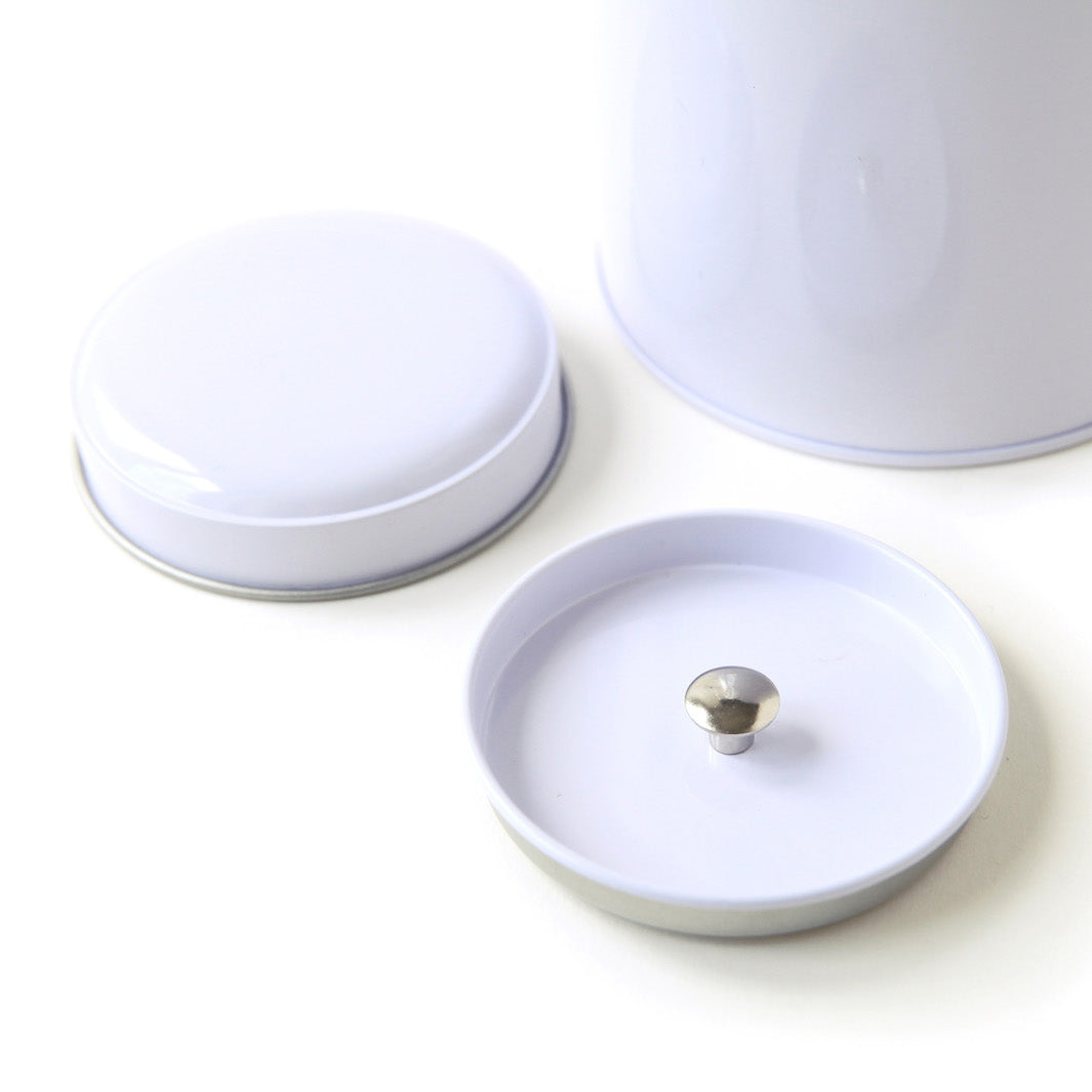 Metal Tea Box to Decorate - Dome - White - 250g