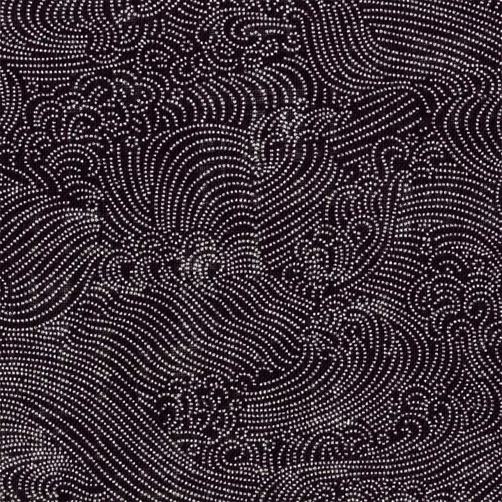 zoom de 14cm par 14cm d'un tissu japonais au motif de vagues houleuses de couleur noire adeline klam