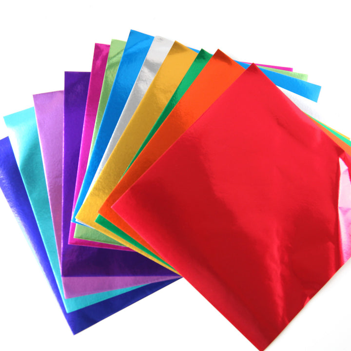 12 Multicolored Origami Papers - Metallic - 12 colors - 15x15 cm