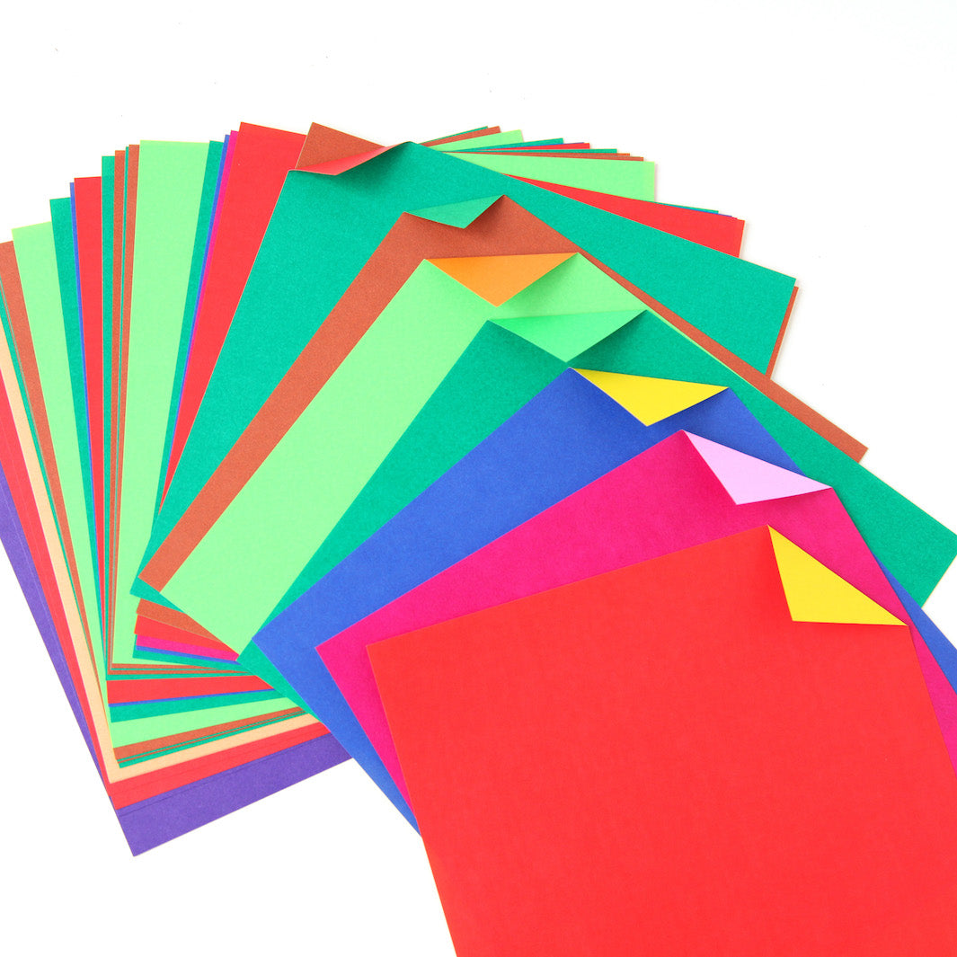 35 Multicolored Origami Papers - Two-tone - 12 colors - 15 x 15 cm