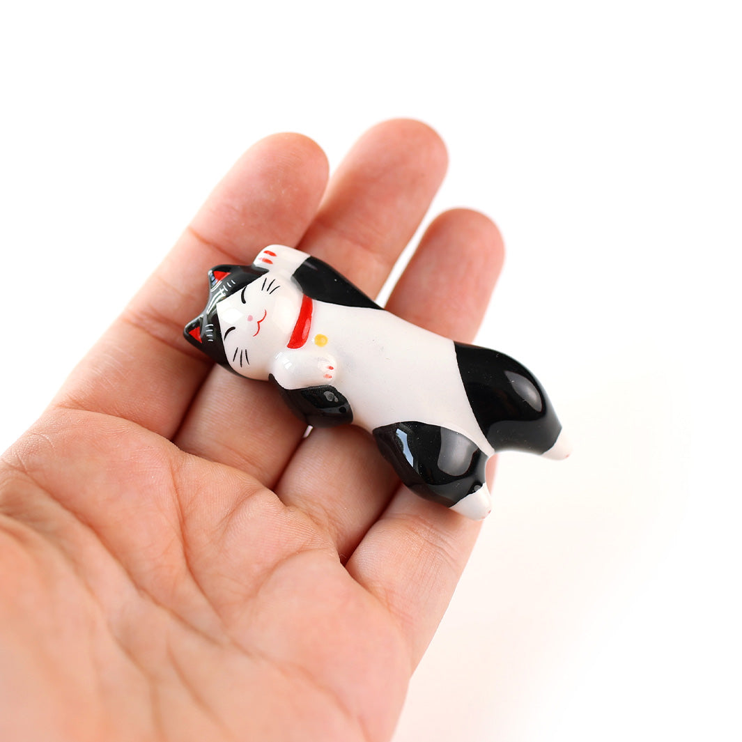 Chat Long sur le Dos - Porte-Baguettes - Bicolore, Noir et Blanc