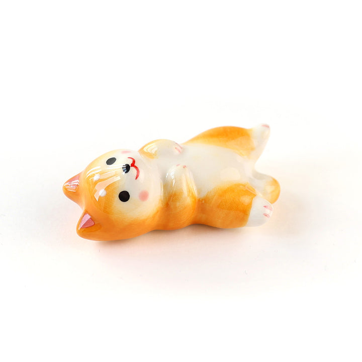 Shiba Inu on Back - Ceramic Chopstick Holder - Orange