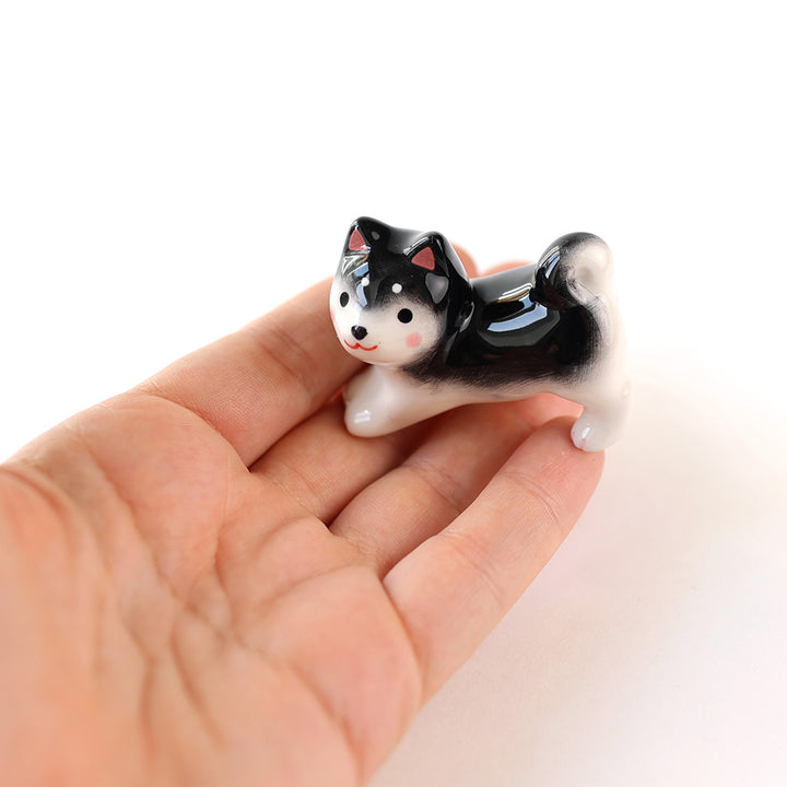 Shiba Inu Standing - Ceramic Chopstick Holder - Black