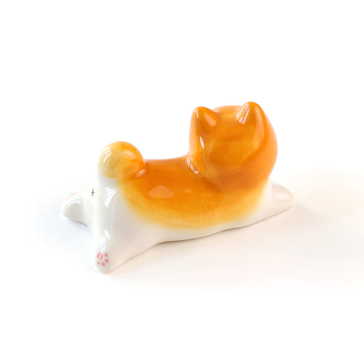 Shiba Inu on Belly - Ceramic Chopstick Holder - Orange